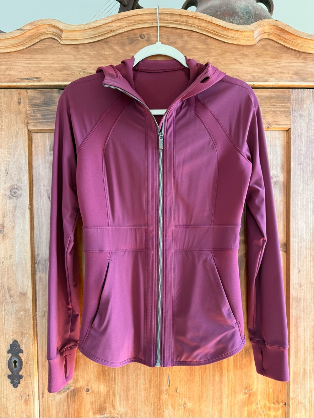 Lululemon Hooded Zip-Front Jacket in Plum Maroon